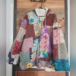 NWOT Ashley Taylor One Of A Kind Kantha Quilted Beautiful Patchwork Coat Onesize